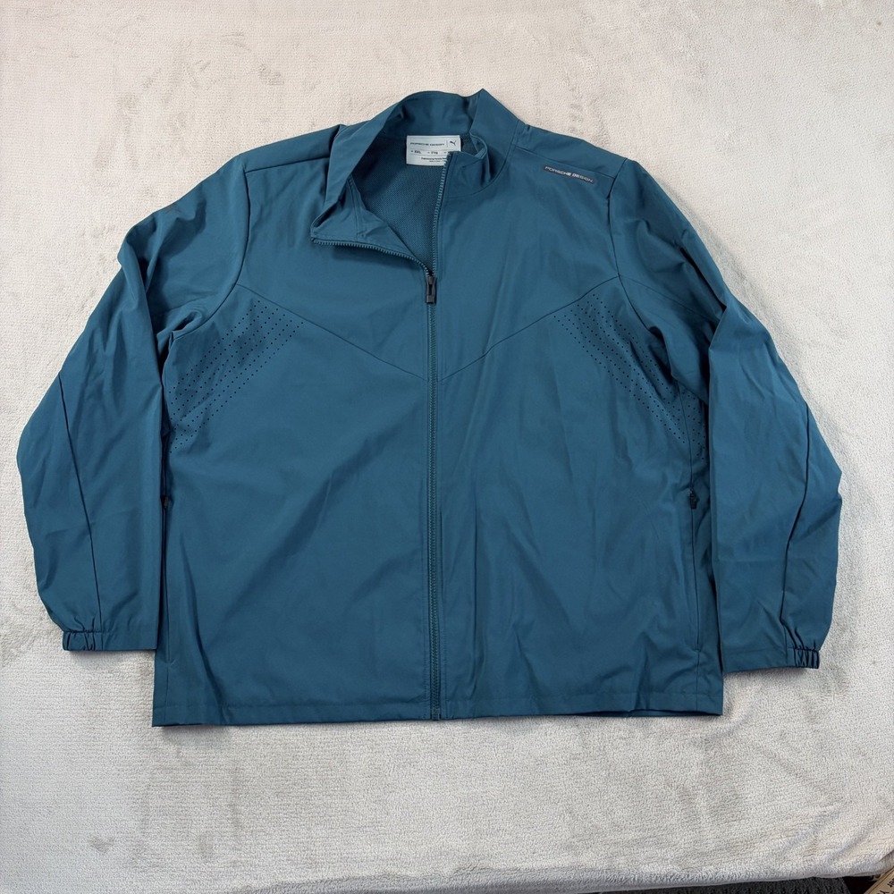 PUMA x PORSCHE DESIGN Woven Tech Jacket in Green Men XXL Vented Racing NWOT $199